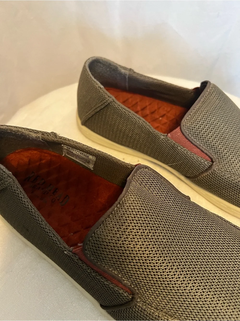 RedHead Men's Slip-On Mesh Loafers in Gray with Cream Sole